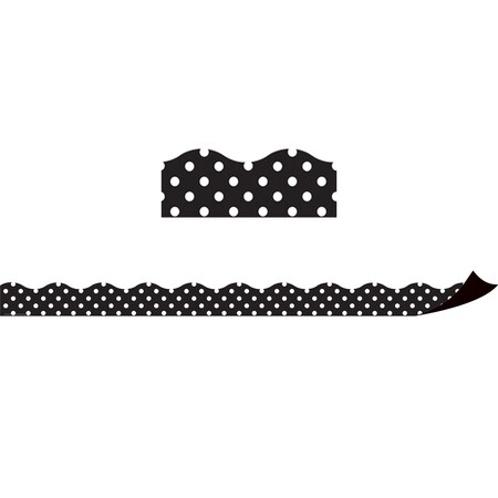 Teacher Created Resources Magnetic Borders, Black Polka Dots, 24 Feet/Pack, PK3 TCR77124